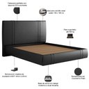 Ver imagem 4 de Cama Queen Flutuante com Cabeceira 160cm Astra S04 Couríssimo Preto - Lyam Decor