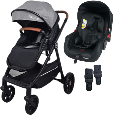 Carrinho de Bebe Bebe Conforto Passear Baby Apolo 3 em 1 Cinza