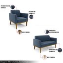 Ver imagem 3 de Conjunto 2 Poltronas e 1 Namoradeira Decorativa Isabella Pés Fixo em Madeira Castanho Suede Azul Mar