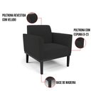 Ver imagem 6 de Kit 2 Poltronas Base de Madeira Fixa Preto Marisa Veludo Preto D03 - D’Rossi