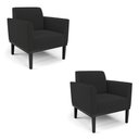 Ver imagem 1 de Kit 2 Poltronas Base de Madeira Fixa Preto Marisa Veludo Preto D03 - D’Rossi