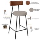 Ver imagem 3 de Banqueta Baixa Cozinha Sala Jantar Bancada Milão L02 Couríssimo Marrom Linho Bege - lyam decor Lyam