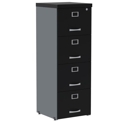 Armário de Arquivo Oficio PE25 Pandin 45,70 cm (largura)  em MDP Cor Grafito e Preto com 4 Gavetas
