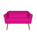 Ver imagem 1 de Namoradeira Decorativa Agatha Couro Rosa Pink 2 Lugares Pés Madeira Mz Decor