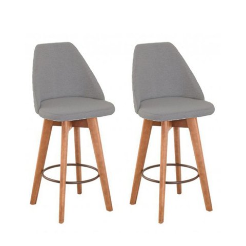 Kit 2 Banquetas Maya Gourmet Giratoria Decorativa - Tecido Linho