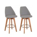 Ver imagem 1 de Kit 2 Banquetas Maya Gourmet Giratoria Decorativa - Tecido Linho