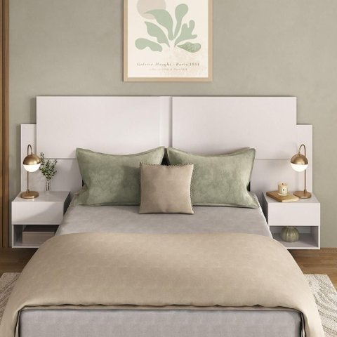Cabeceira Casal Queen com 2 Mesas de Cabeceira 232cm Multimóveis Mp4325 Branco