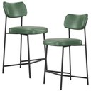 Ver imagem 1 de Kit 02 Banquetas Baixa Bar Cozinha Sala de Jantar Preto Elira L02 Couríssimo Verde - Lyam Decor