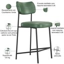 Ver imagem 4 de Kit 02 Banquetas Baixa Bar Cozinha Sala de Jantar Preto Elira L02 Couríssimo Verde - Lyam Decor