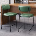 Ver imagem 2 de Kit 02 Banquetas Baixa Bar Cozinha Sala de Jantar Preto Elira L02 Couríssimo Verde - Lyam Decor