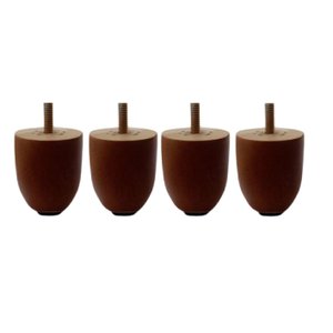 Kit 4 Pé Palito 5cm Madeira Eucalipto Castanho para Sofá, Comada, Rack, Puff, Armário