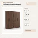 Ver imagem 4 de Guarda Roupa Casal Ludy 8 Portas 3 Gavetas Café Formimóveis