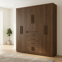 Ver imagem 2 de Guarda Roupa Casal Ludy 8 Portas 3 Gavetas Café Formimóveis
