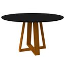 Ver imagem 1 de Mesa De Jantar Para 4 ou 6 Lugares Tampo Redondo Com Vidro 1,35m Vitoria Cor Ypê Preto New Ceval 231
