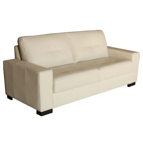 Sofá 3 Lugares Sala de Estar 2,00M Milão Couro Off White - Gran Belo