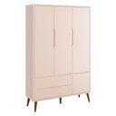 Ver imagem 1 de Guarda Roupa Infantil Theo 3 Portas Rosa com Pés Amadeirados - Reller