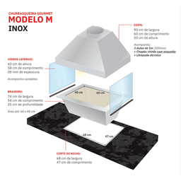 Kit Churrasqueira Gourmet Completa Inox Litoral 304 Makeer Grill Suporte Fundo 364 M - 3