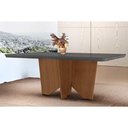 Ver imagem 1 de Mesa para Cozinha Nevada com Tampo 180x90cm Madeirado Vidro Canto Curvo Imbuia Grafite Rufato