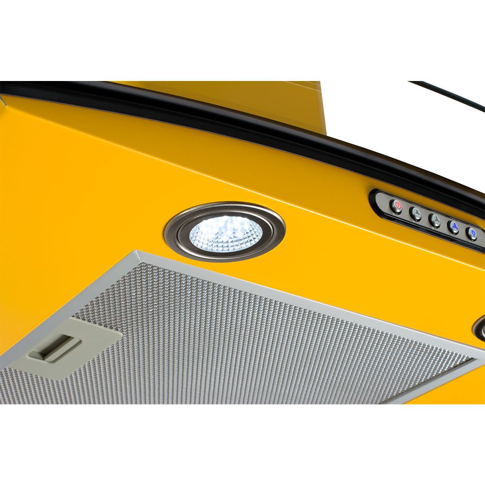 Coifa de Parede Vidro Curvo 60cm Duto Slim Terim Amarelo com Inox - 3