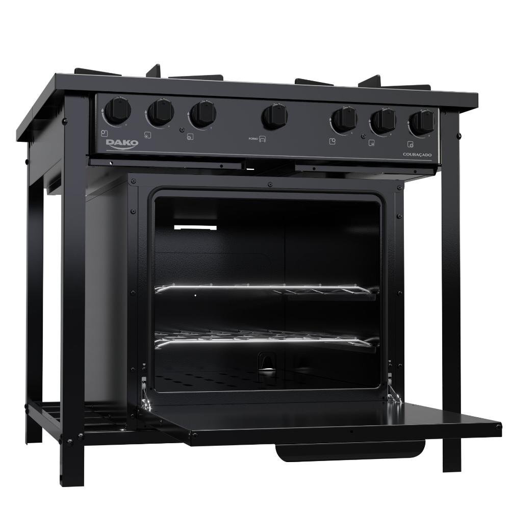 Fogão Industrial 4 Bocas Preto com Forno e Tripla Chama Dako Couraçado - 9