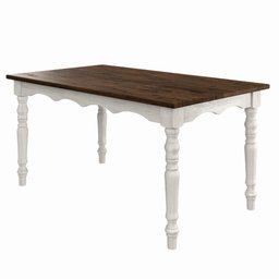 Mesa de Madeira Maciça com Pés Torneados Branco Envelhecido - 1