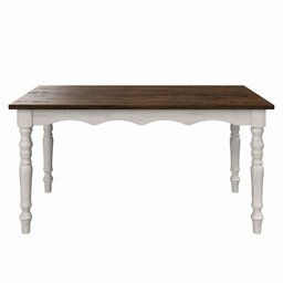 Mesa de Madeira Maciça com Pés Torneados Branco Envelhecido - 2