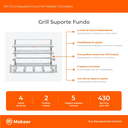 Ver imagem 4 de Kit Churrasqueira Gourmet Completa Inox 430 Makeer Grill Suporte Fundo 368 m