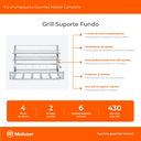 Ver imagem 4 de Kit Churrasqueira Gourmet Completa Preta Makeer Grill Suporte Fundo 362 g