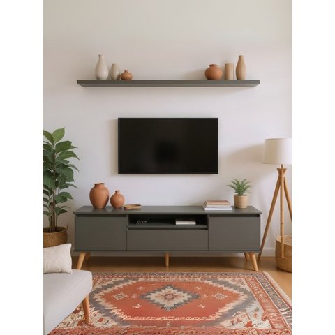 Rack para TV com Prateleira 180cm Retro MDF Verde Dallas - On Móveis