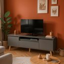 Ver imagem 3 de Rack para TV com Prateleira 180cm Retro MDF Verde Dallas - On Móveis