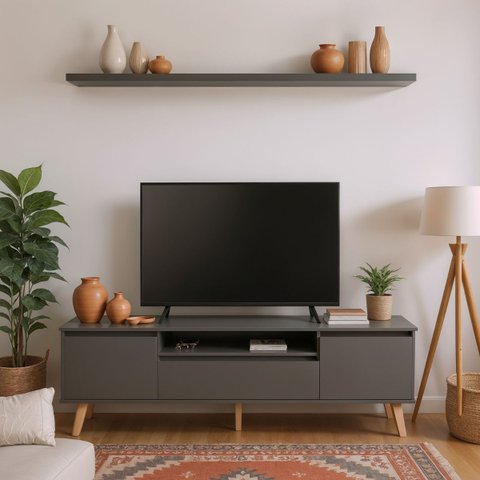 Rack para TV com Prateleira 180cm Retro MDF Verde Dallas - On Móveis