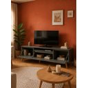 Ver imagem 3 de Rack para TV com Prateleira 180cm Retro MDF Verde Dallas - On Móveis