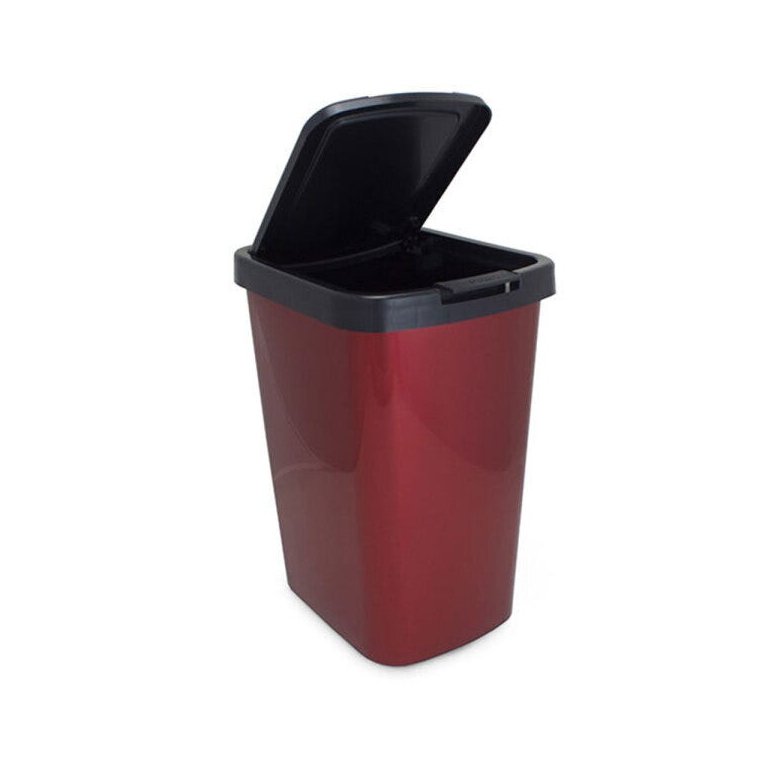 Lixeira De Plástico 9l com Click Label Vermelho Metalizado