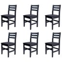 Ver imagem 1 de Kit 6 Cadeiras de Madeira Fixa com Assento Estofado Preto