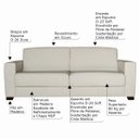 Ver imagem 2 de Sofá 3 Lugares Sala de Estar 2,05M Estocolmo Couro Off White - Gran Belo