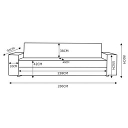 Sofá 4 Lugares Sala de Estar Pés Madeira 2,80M Minsque Couro Marrom - Gran Belo - 3