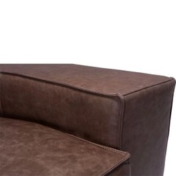 Sofá 4 Lugares Sala de Estar Pés Madeira 2,80M Minsque Couro Marrom - Gran Belo - 6