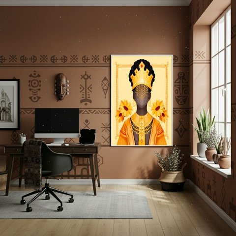 Quadro Decorativo Oxum a Orixá Das Águas Doces - 70x50cm:moldura Branca