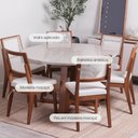 Ver imagem 2 de Conjunto de Jantar Mesa Redonda com Vidro Bennett 6 Cadeiras Saga - Natural C/ Mescla Cru