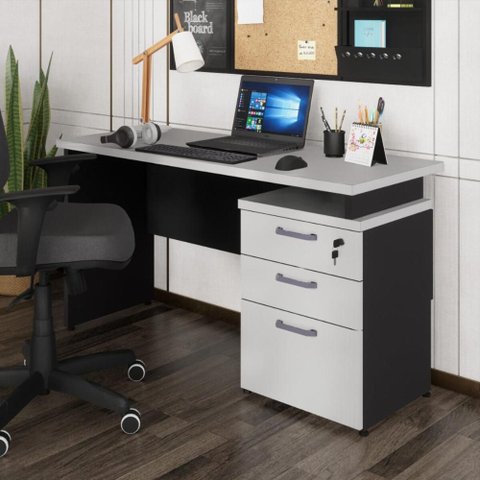 Escrivaninha Mesa Escritório 135cm 3 Gavetas Flex Multimóveis CR25313 