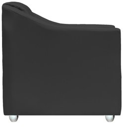 Kit 3 Poltronas Decorativa para Sala Manicure Recepção Mila Corino Preto Pés de Plástico Cromado - 3