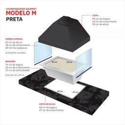 Kit Churrasqueira Gourmet Completa Preta Makeer Grill Suporte Fundo 360 M - 3