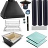 Kit Churrasqueira Gourmet Completa Preta Makeer Grill Suporte Fundo 360 M - 1