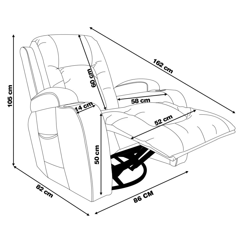 Cadeira Poltrona do Papai Reclinável Austin Massagem e Aquecimento Giratório Balanço Pu Bege G31 - G - 4