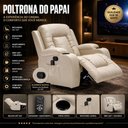 Ver imagem 5 de Cadeira Poltrona do Papai Reclinável Austin Massagem e Aquecimento Giratório Balanço PU Bege G31 - g