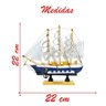 Miniatura Barco Navio de Madeira Veleiro Decorativo ? 22cm - 2