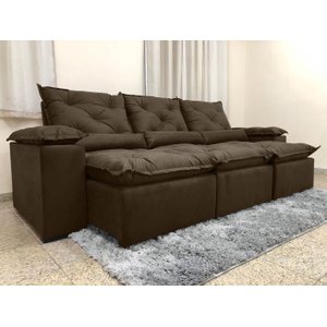 Sofá 5 Lugares Retrátil e Reclinável 2,70 Metros Alpoim Estofados Marrom 200 Athenas