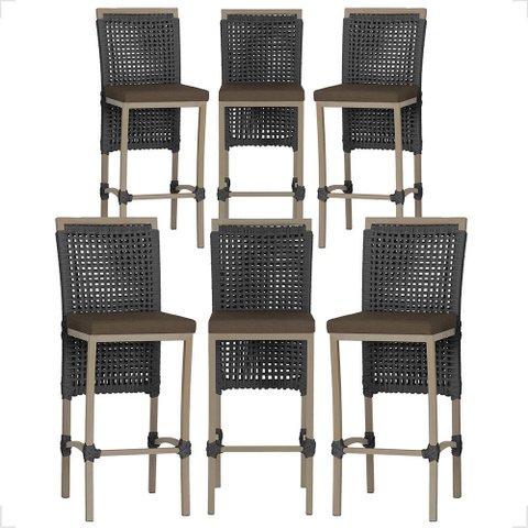 6 Banqueta em Alumínio Roma Fendi Corda Náutica Tecido 9