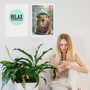 Ver imagem 1 de Kit 2 Quadros Banheiro Capivara Relax 33x24cm:moldura Branca