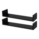 Ver imagem 1 de Kit 2 Prateleiras U 60 x 25cm Preta Suporte Invisível